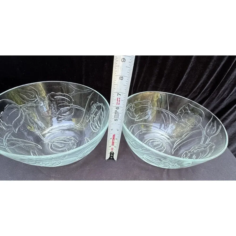 2 Vintage 1980’s Bali Le Clear Glass 10” Vegetable Serving Bowls -10/25/24